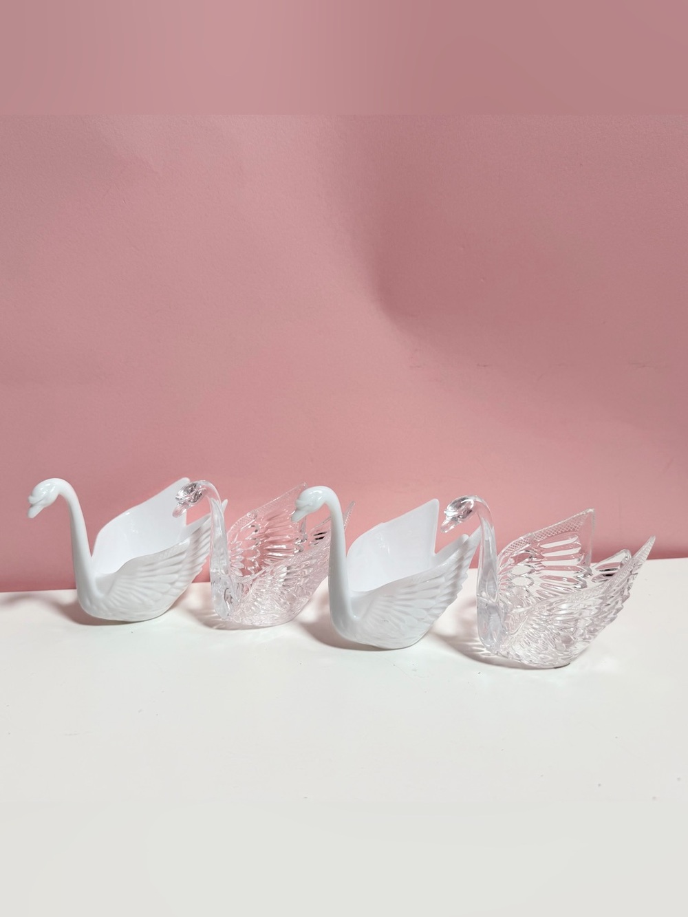 Vintage retro 80s swan wedding cake toppers